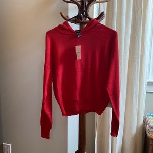 Forever 21 Red Cashmere Sweater-Knit Hoodie